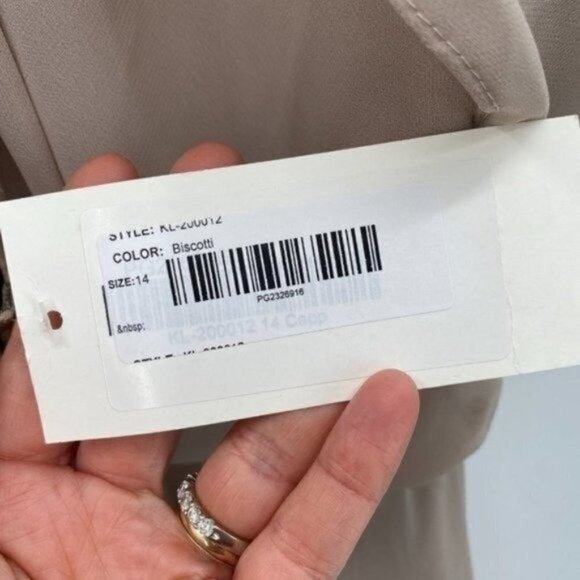 Kleinfeld Bridesmaid Cappuccino Sleeveless Chiffon Cold Shoulder 14 Maxi Dress - Picture 7 of 12